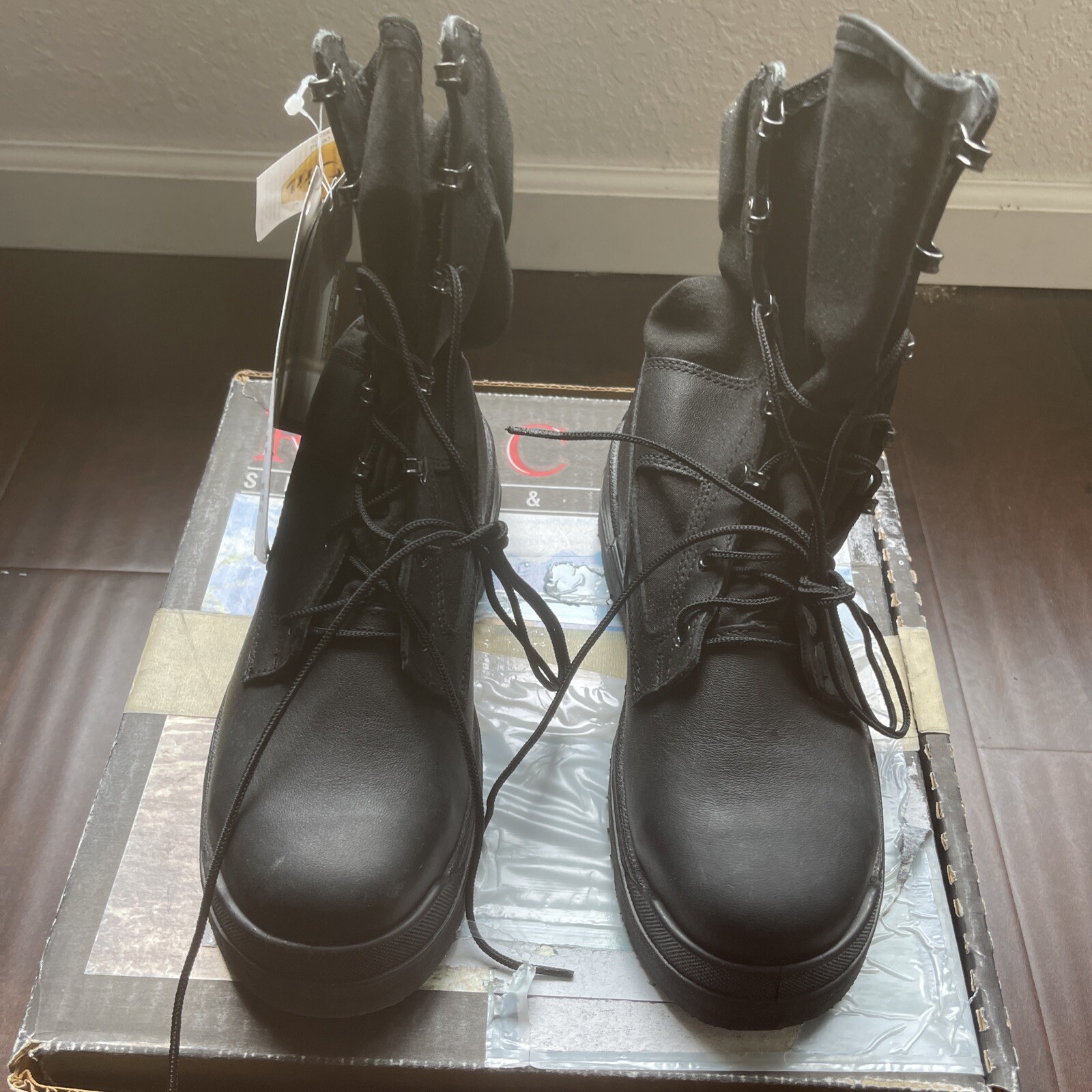 ROCKY Botas de Cuero Negro Puntera de Acero Clima Caliente NSB065R Talla 6.5 R