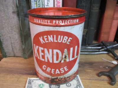 KENLUBE KENDALL LUBRICANT GREASE CAN 5 LB EMPTY ORIGINAL TIN FILLING STATION