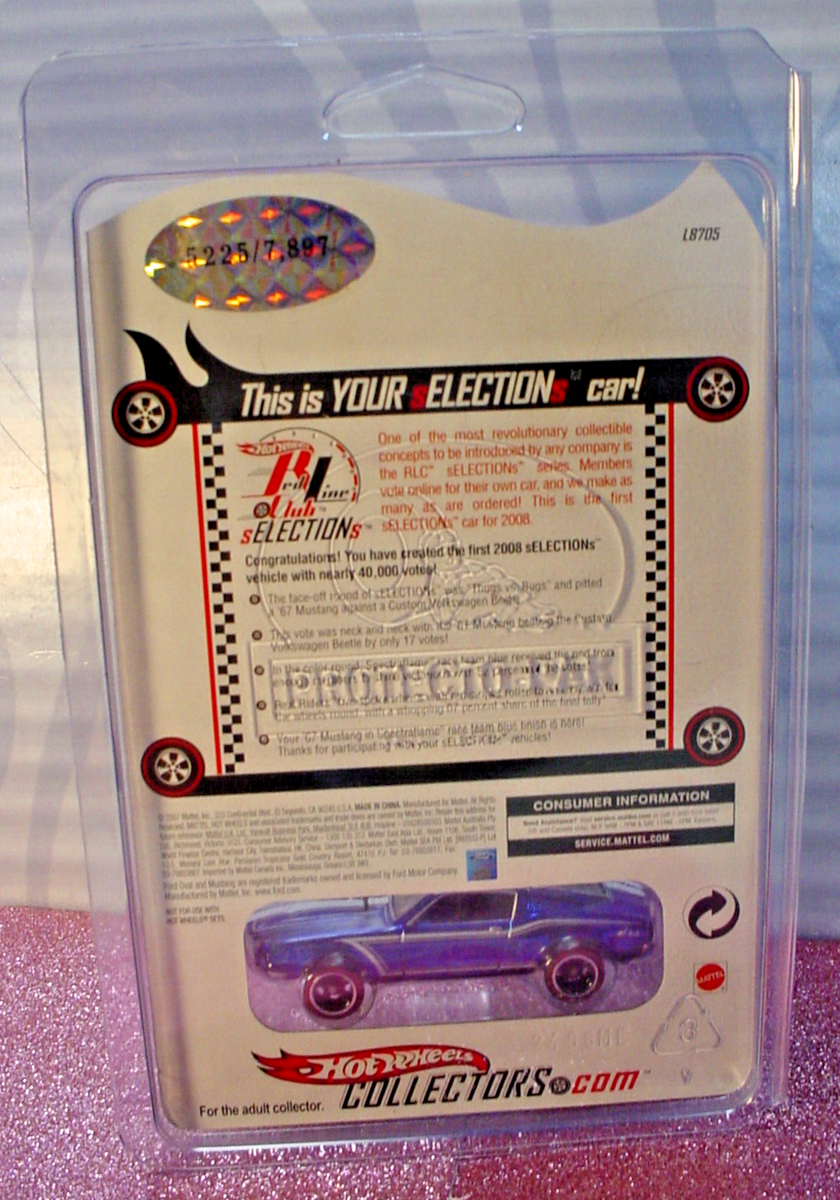 2008 Hot Wheels RLC sELECTIONS '67 MUSTANG☆blue;redline real