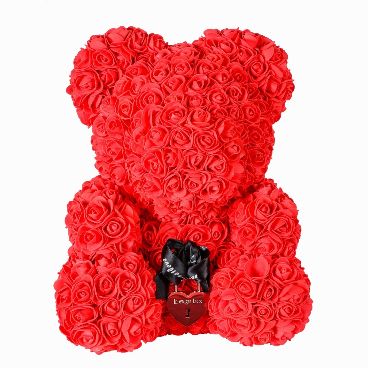 CHENGLI Teddybär Mit Rose – 25 Cm Kuscheliger Plüschbär Für Mama, Kinder & Als Geschenk (Grau)