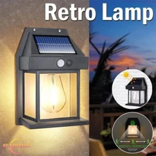 LED Solar Wall Light Outdoor Motion Sensor Fixture Lantern Security Fence Lamp