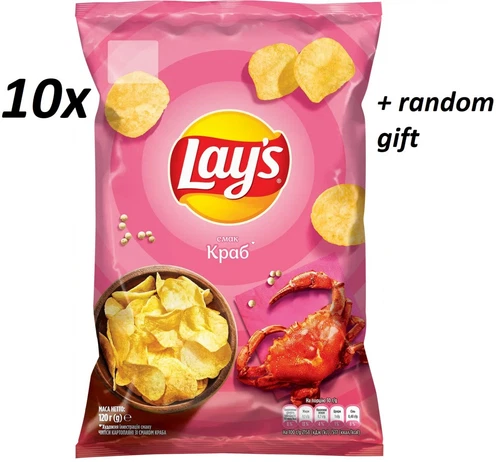 Lay's chips with crab flavor 120 g x 10 pcs 1200 g + random gift