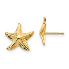 14k Yellow Gold Starfish Stud Earrings for Women 0.27gm L-11mm, W-11mm