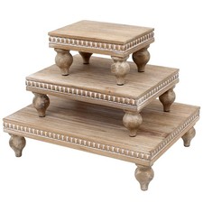 Wooden Riser for display, Natural, Set of 3
