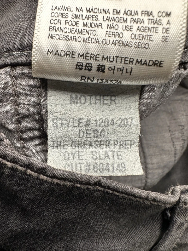 Pantalones Madre Mujer Talla 25 The Greaser Prep COLOR Pizarra Pierna Ancha Hechos en EE. UU. Foto 4 de 4