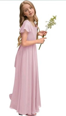 young teenage bridesmaid dresses Junior Bridesmaid for Weddings Parties Sleeveless Chiffon A-Line Gown COCOMELODY B0BX34WSZT, Mauve main image 0