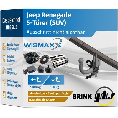 ANHÄNGERKUPPLUNG für Jeep Renegade ab 14 abnehmbar GDW +7pol E-Satz BRINK