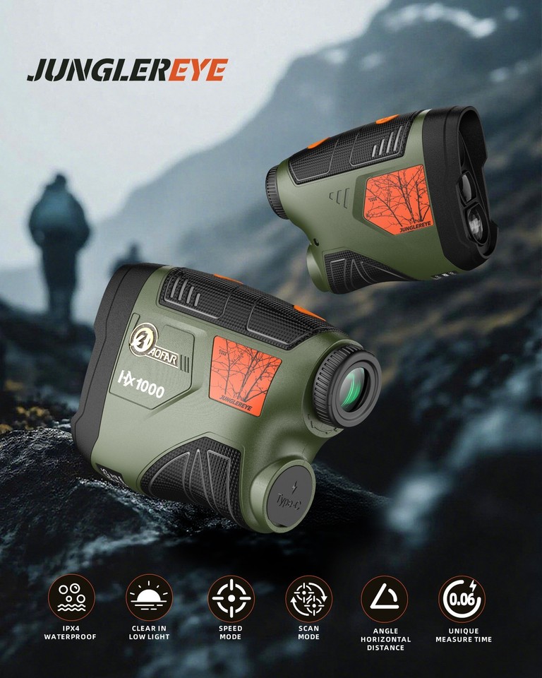 AOFAR HX-700N Laser Entfernungsmesser für Jagd & Golf, 700 Yards Reichweite, 6X Vergrößerung, Distanz- & Geschwindigkeitsmodus, IPX4 wasserdicht, inkl. Batterie & Tragetasche