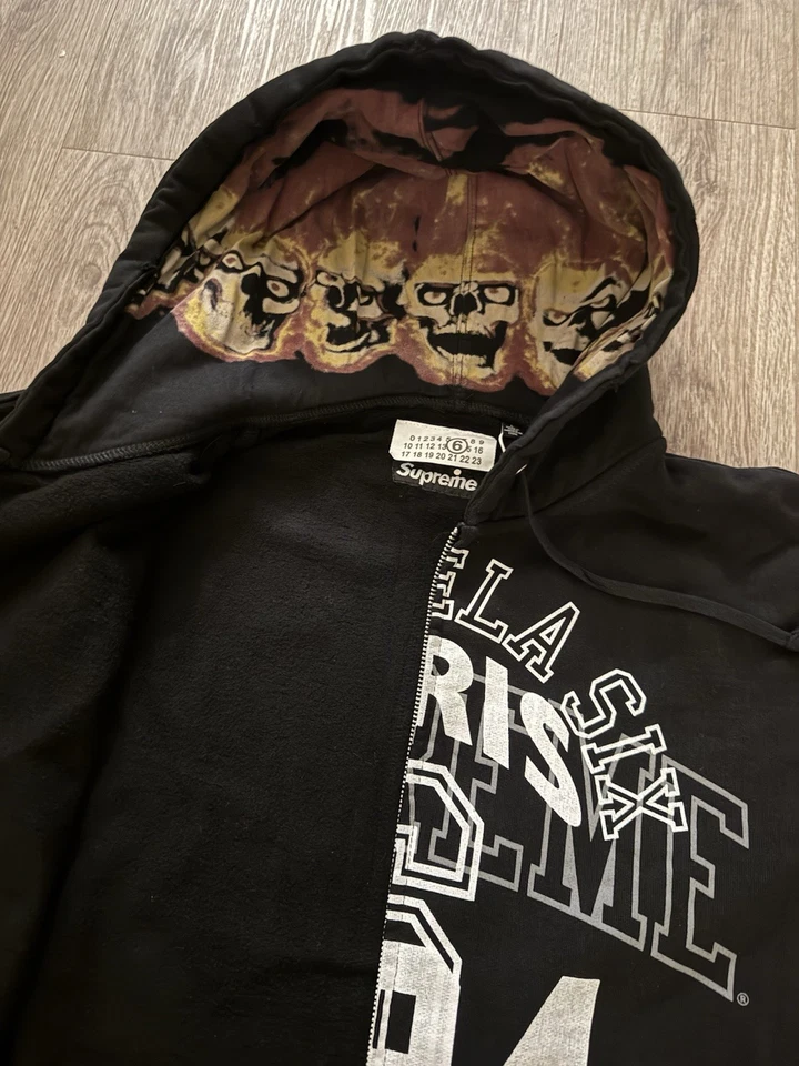 Толстовка с капюшоном Supreme x Maison Margiela MM6 черная на молнии размер большой - Изображение 3 из 4
