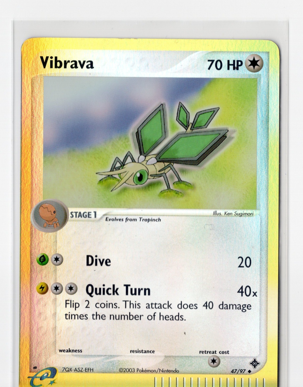 Pokemon Vibrava - Reverse Holo Dragon 47/97 NM WOTC Vintage