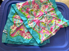 Ford Women’s 100% Silk Satin Square Scarf Floral Blue Pink Green White — photo 1