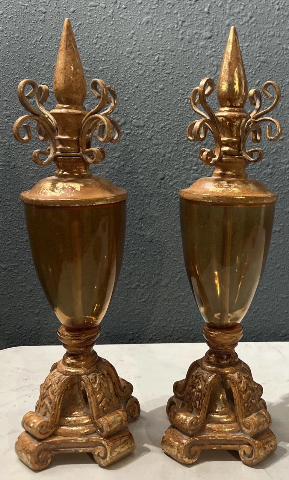 Set ofTwo Antique & Patina’d Hand-Made Table Decor - Well Made And Very Detailed