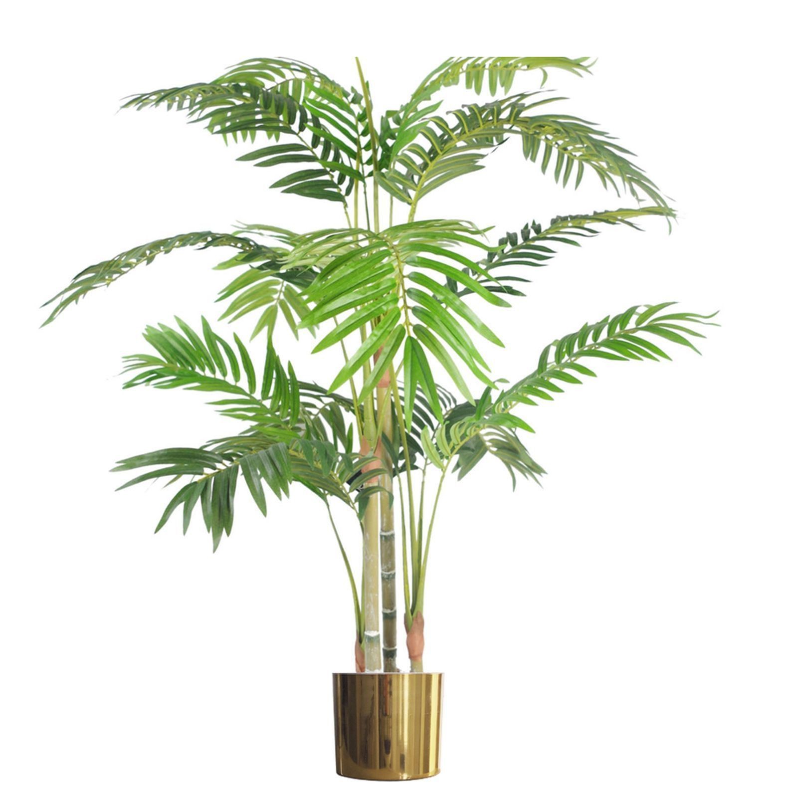 Large Artificial Palm Tree Areca Gold Planter Realistic Leaf Design 120cm 4ft