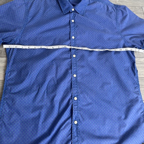 Scotch And Soda Shirt Men’s Size XXL Blue With Green Leaf Pattern Short Sleeves - Picture 6 of 9