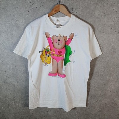 Vintage I m Yours I Love Gymnastics Graphic Bear USA 90s TShirt Men Medium White