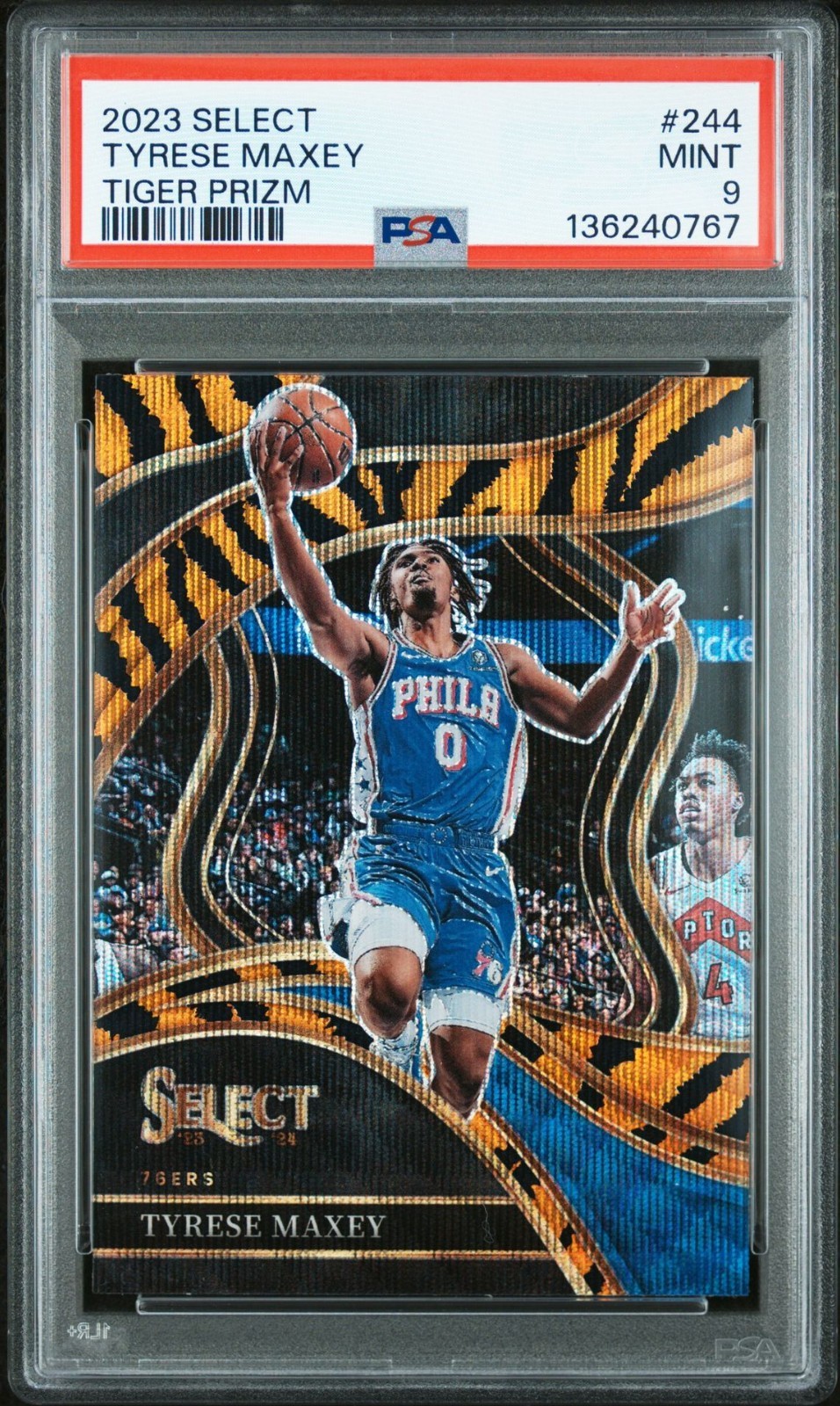 Tyrese Maxey 2023-24 Select Courtside Tiger Stripes Prizm SSP PSA 9 #244