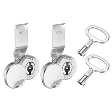 2Pcs Tubular Cam Lock Zinc Alloy Flat Lock with Waterproof Cover Silver