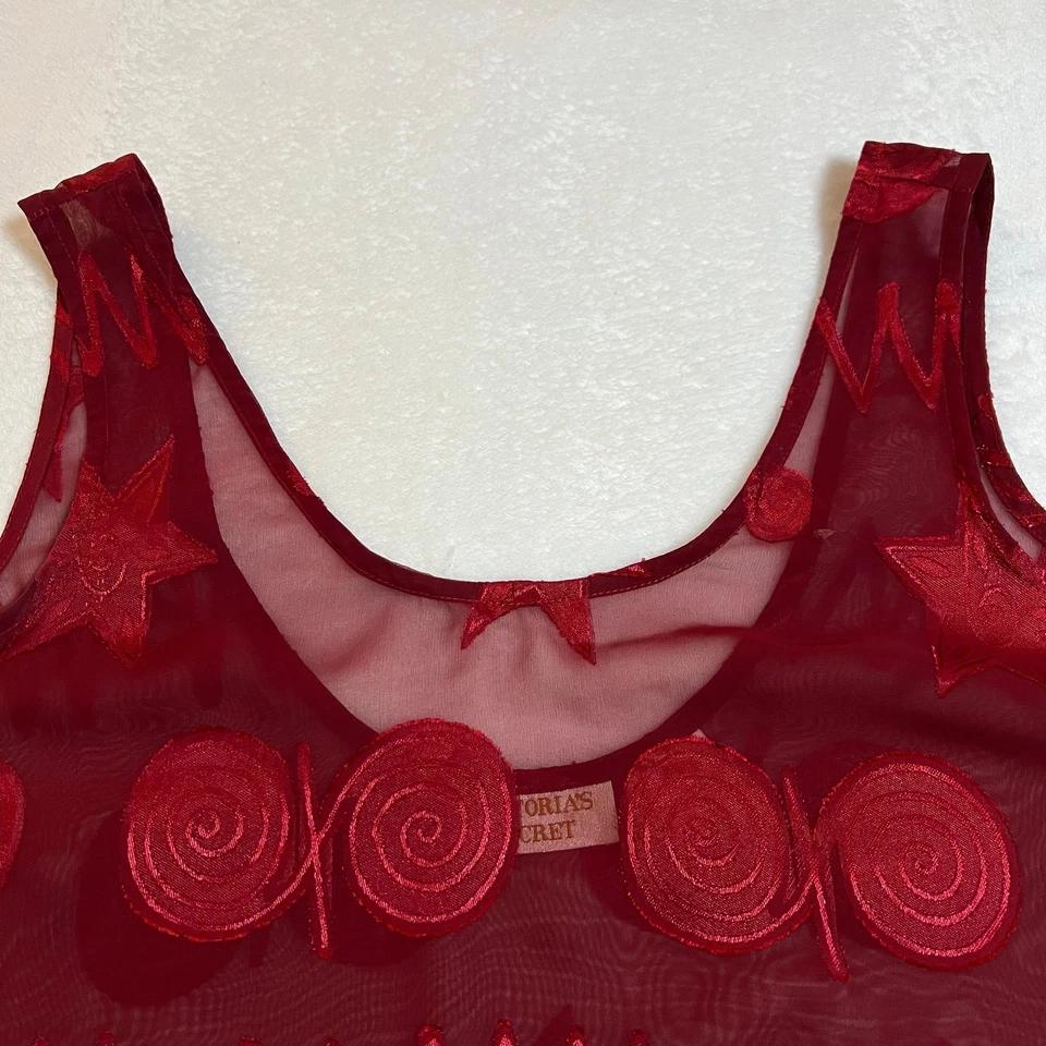 VTG Victoria's Secret Gold Label Sheer Pajamas Size Small Lounge Set Geometric - Image 4 of 4