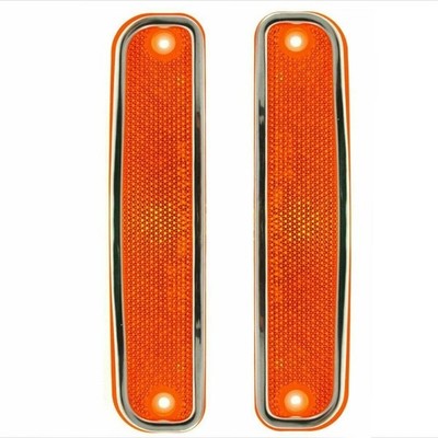  Side Marker Light Set Replacement with Chrome Trim For 1973-1980 C/K Pickup 