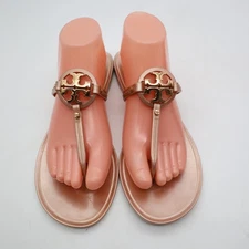 Tory Burch Mini Miller Jelly Women's Size 9 M Flat Thong Sandals Rose Gold