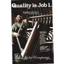 Quality Is Job 1 Ford Motor Company Vintage Print Advertisement 1980s Employee