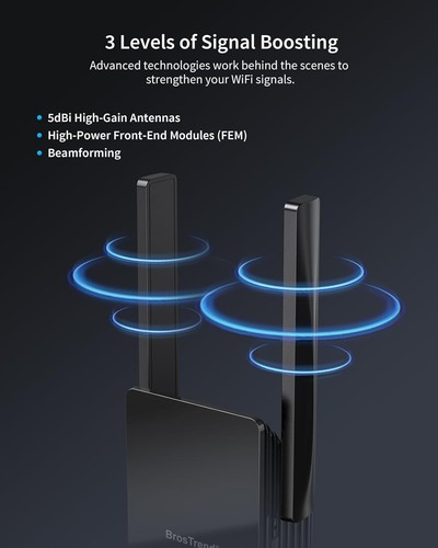 BrosTrend WiFi 6 AX3000 Ripetitore WiFi Potente per Casa Copre fino a 204 ㎡, Dua - Photo 4/8
