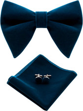 Oversized Velvet Bow Ties for Men Black Bow Tie Sets Pre-tied Bow Tie with Pocke