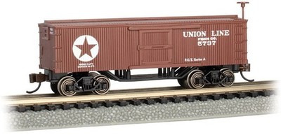 BACHMANN #15657 N SCALE OLD TIME BOX CAR UNION LINE  NEW IN BOX