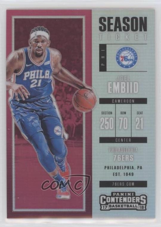 2017-18 Panini Contenders Season Ticket Premium Edition Silver Prizm Joel Embiid