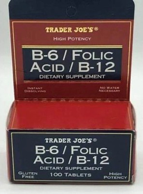 Trader Joe's B-6 Folic Acid B-12 High Potency Dietary Supplement ( Pack of 2 )