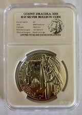 1 x Count Dracula 2025 1oz .999 Silver Bullion Coin In Slab
