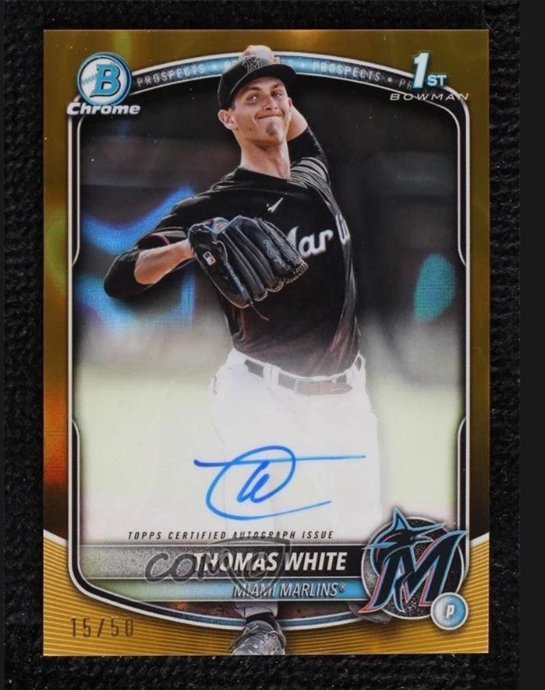 2025 Bowman Chrome Prospect Gold Lava Refractor 15/50 Thomas White #CPA-TW Auto