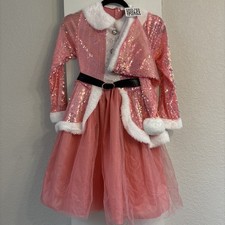 NEW with Tags Girl's Sz L Pink Sequin Santa Claus Costume Halloweencostumes.com