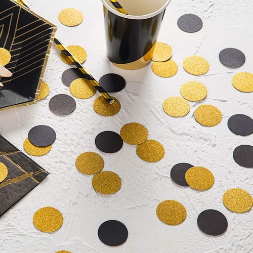 MOWO Glitter Confetti Circles Wedding Party Decor and Gold,black Dots,200pc - Picture 9 of 9