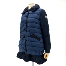 Moncler Women's Reversible Long Puffer Coat Navy Nylon Size 0
