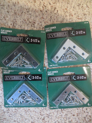 16 Flat Corner Braces w/Screws- Everbilt- 2-1/2'' Zinc Plated