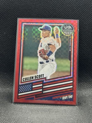 2026 Panini Stars & Stripes Prizm USA Baseball #22 Cullen Scott Red Power /149