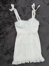 Forever21 Conrad Corset Dress Womens Large Ivory Hen Ruffle Beachy Spring