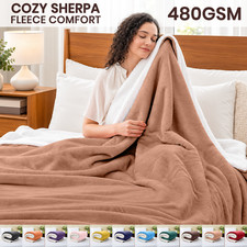 Sherpa Blanket Soft Fleece Blankets Throw Breathable Coverlet Twin Queen King