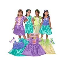 Disney Princess Dress Up Trunk 21 Pc Deluxe Costume Jasmine Ariel Rupunzel Tiana