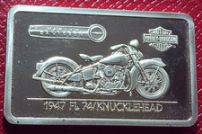Harley Davidson Motorcycle 1947 FL 74/KNUCKLEHEAD Bar 1.4 Troy oz.999 Silver/COA 100.34 per troy oz