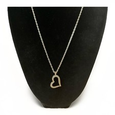 Sterling Silve Heart Necklace Cubic Zirconia Pendant 18" Stackable