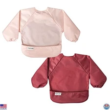 Tiny Twinkle Waterproof Baby Bibs - 2 Pack Long Sleeve Smocks for 6-24 Months