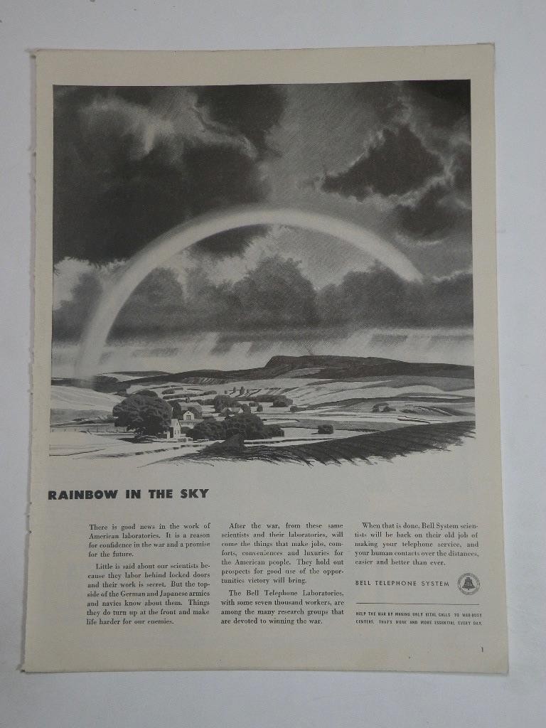 Magazine Ad* - 1943 - AT&T / Bell System - World War II -  Rainbow in the Sky