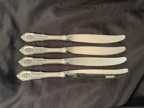 Lot Of 4 Rose Point By Wallace Sterling Silver 9” Dinner Knife Knives Lot Vtg