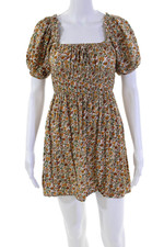 Faithfull The Brand Womens Floral Print Elastic Dress Multicolor Size 4