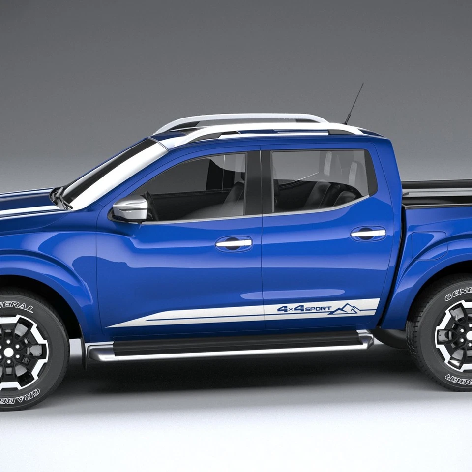 Calcomanías deportivas 4x4 rayas laterales para Nissan Frontier Navara todas las generaciones NP300 Foto 2 de 4