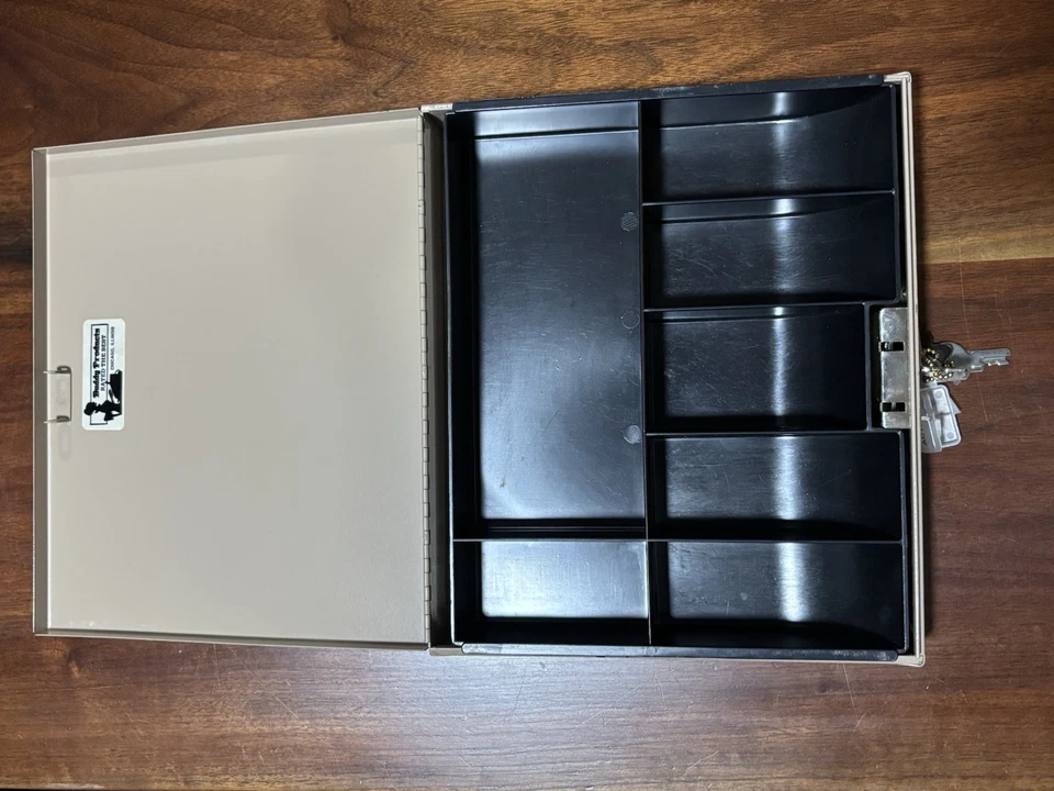 Caja de bloqueo de metal Buddy Products de colección caja de efectivo 10" X 8,5” X 2" ¡con llave! Foto 3 de 4