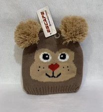 ESCAPE by POLAR EXTREME: Little Kids Pom Pom Brown & Tan Bear Beanie Hat  (NEW)
