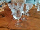 SET of 6 ROYAL BRIERLEY CRYSTAL 'HONEYSUCKLE' CLARET GLASSES. - 6"